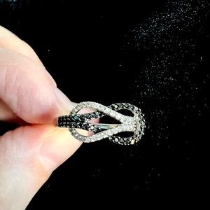 1/4 CT. T.W. Enhanced Black and White Diamond Infinity Ring in 10K White Gold